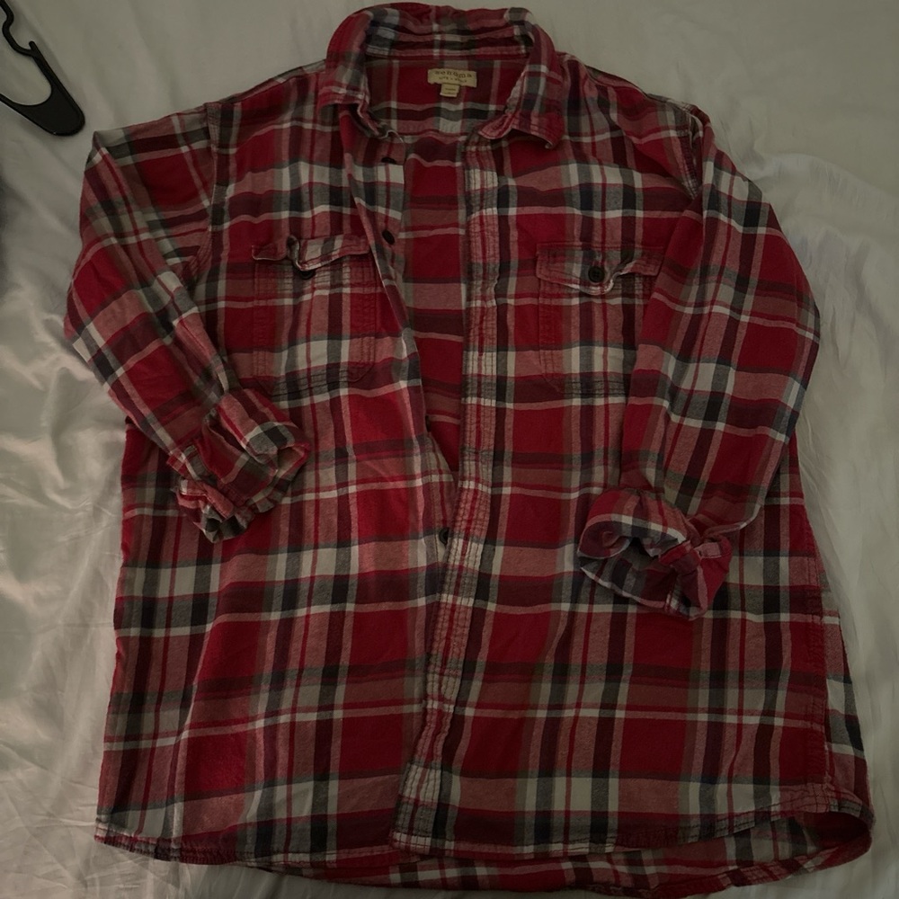 Sonoma Red and Gray Plaid Flannel Shirt